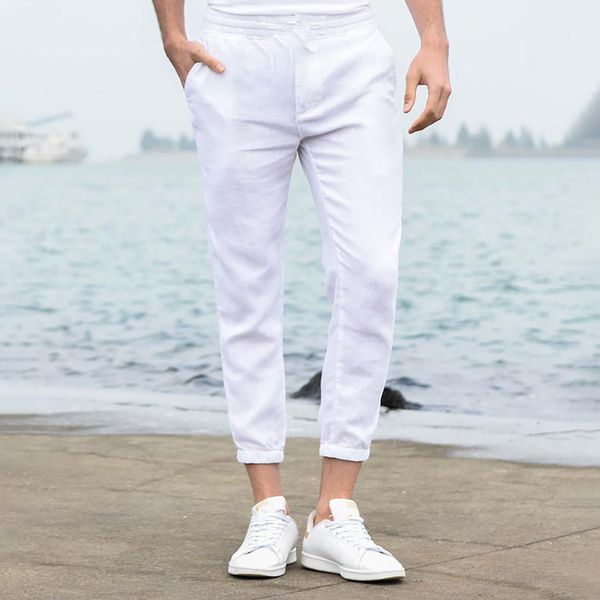 

feitong mens trouser pants pure color overalls ankle-length pocket sport work casual slim mens trousers pants pantalones hombre, Black