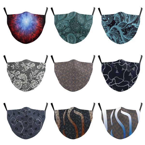 

3d digital printing 10 styles fresh pattern adjustable protective face mask pm 2.5 dustproof anti-haze reusable mask with 2 filters