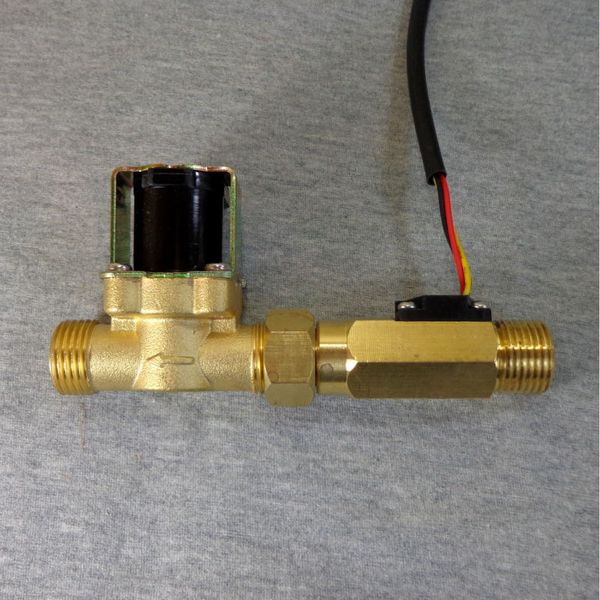 

all brass usc-hs21tx g1/2" hall water flow sensor 1-30l/min flow meter flowmeter combined solenoid valve