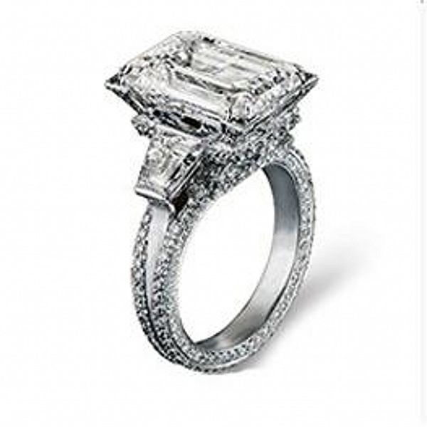 Big Princess-Cut 10ct Simulet Diamond Pave 408pcs CZ Каменное обручальное кольцо роскошь 925 стерлинговое серебро Эйфелевое Кольцо для женщин