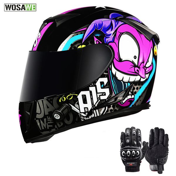 

wosawe motorcycle full face helmet joker removable washable motobike scooter helmet motocross helmets