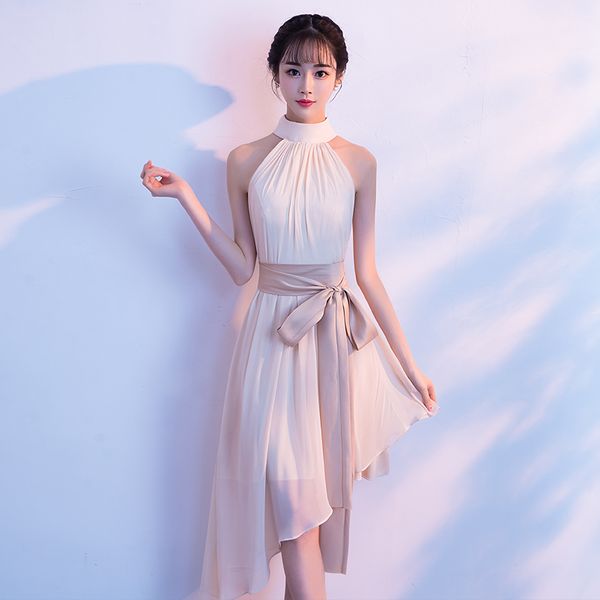 

2020 new halter evening dress novelty prom gown slim cheongsam elegant mesh chinese dress asymmetrical vestidos de festa, Red