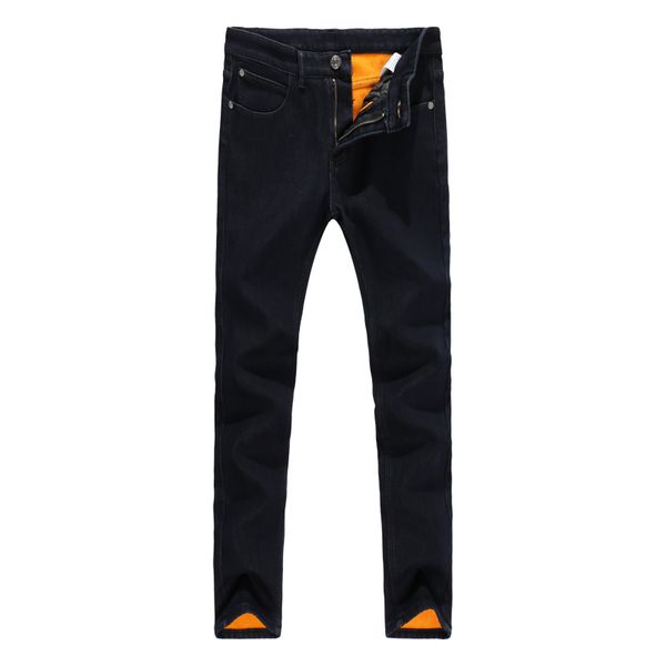 

2018 newly black color smart casual winter jeans for men fashion simple velvet warm jeans men thick fleece pants plush tro, Blue