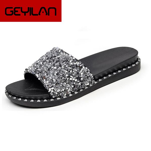 

2019 summer new fashion women's slippers outside wearing a flat-bottomed student female beach sandals and slippers women, Black