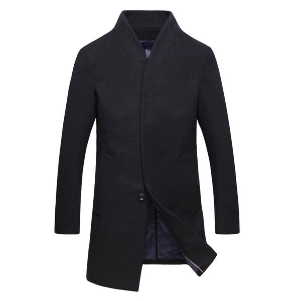 

men coat jacket autumn long sleeve blazer stand collar cardigan casual, Black