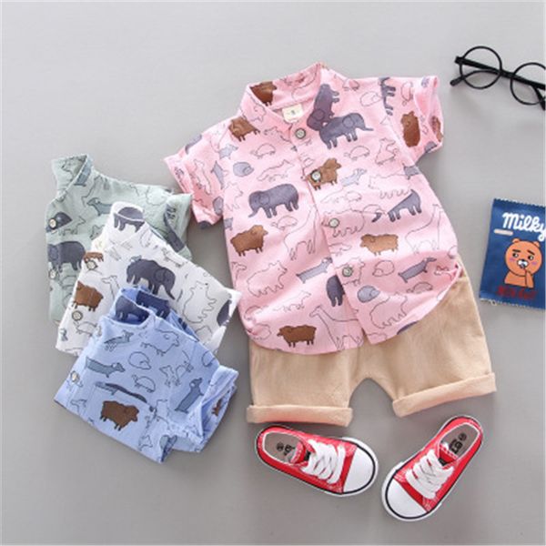 

малышей детские мальчик костюм рубашка 2020 лета горячий ребенок дети комплект мальчик с коротким рукавом рубашки мультфильм случайные живот, White