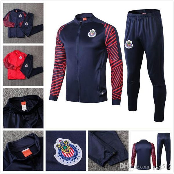 

2019 liga mx club chivas de guadalajara soccer jacket tracksuit survetement 19/20 mexico monterrey football jacket sportswear set, Black