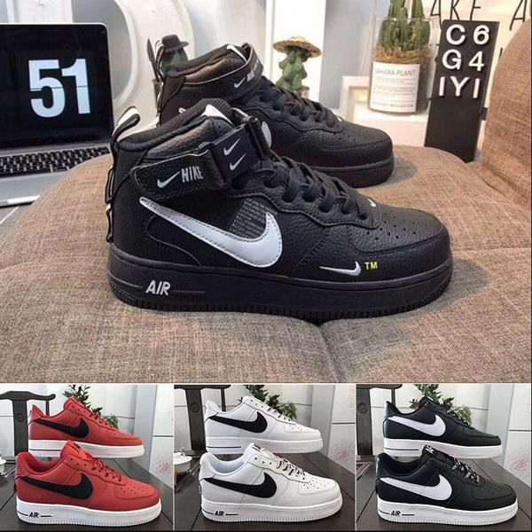 

new forces volt men women high low cut forced dunk one 1 utility classic af fly black white sports shoes skateboard trainers sneakers