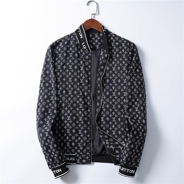 

mens designer hooded jackets windbreaker sportswear new spring autumn casual jacket clothing zipper collar plaid printed slim jacket, Black;brown