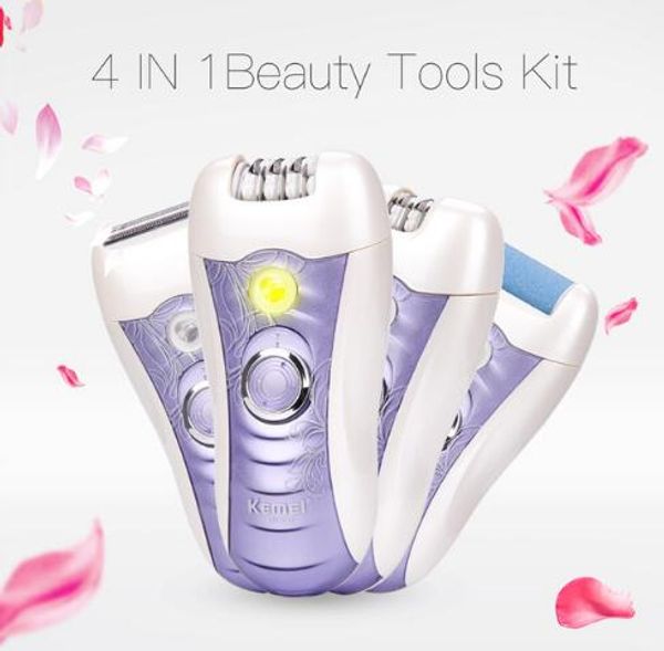 

4 in 1 women shaver razor female epilator shaving machine callus remover lady hair removal for face bikini body leg underarms km-3012