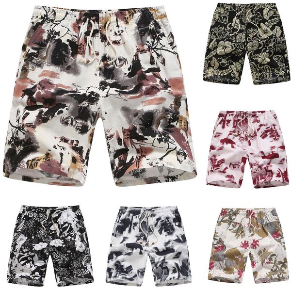 

summer style 2019 men shorts beach short breathable quick dry loose casual hawaii printing shorts man plus size 2xl, White;black