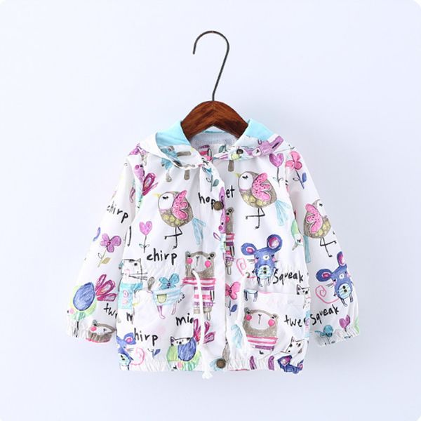 

floral coats for girl kids windbreaker 2018 autumn cartoon girls jackets cotton girl sun-protective chlidren clothing 3th005, Blue;gray