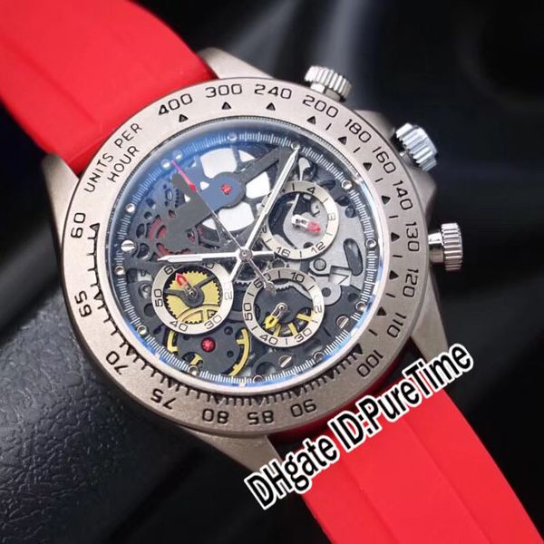 

новый ремесленники de geneve skeletonised «la montoya» кварцевый хронограф мужские часы секундомер стальной корпус красный резиновые спорт 1, Slivery;brown