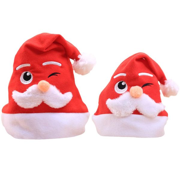 

2 kind size christmas hat embroidered white beard santa claus cartoon hat for child