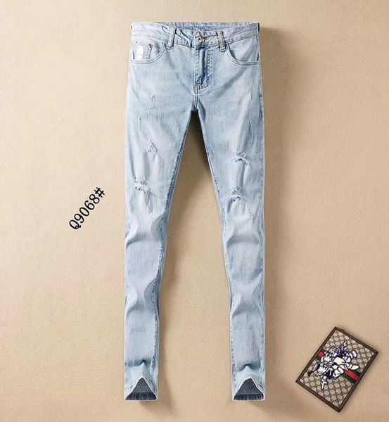 

slim fit jeans ripped trousers jeans mens d2embroidery waist elastic trend brand mens skinny mens joggers jeans motorcycle, Blue