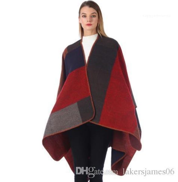 

neck geometric print female clothing fashion style outerwear casual apparel womens winter designer cape cardigan v, Black