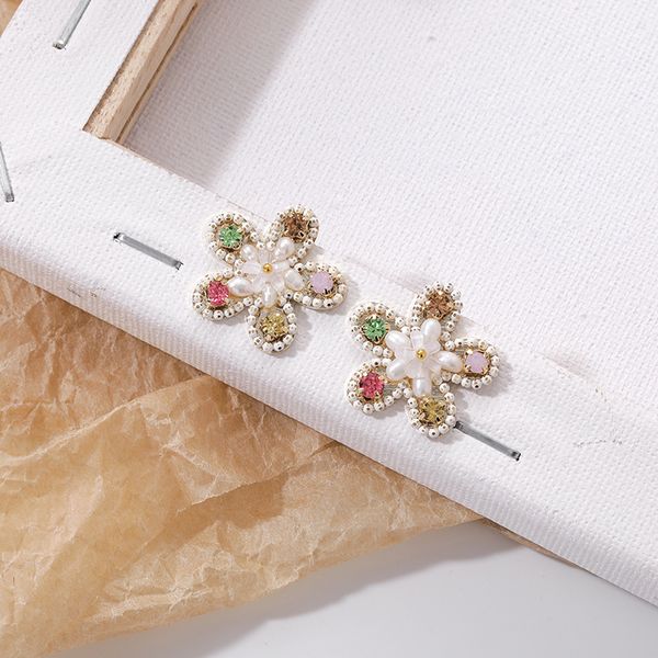 

корейская версия весны и лета ручной работы кристалл партии серьги для женщин простой женский цветок праздник серьги, Golden;silver