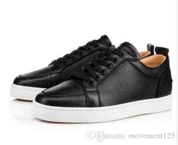 

original box] gift brand red bottom men sneakers low shoes rantulow junior flat men geunine leather white black outdoor trainer