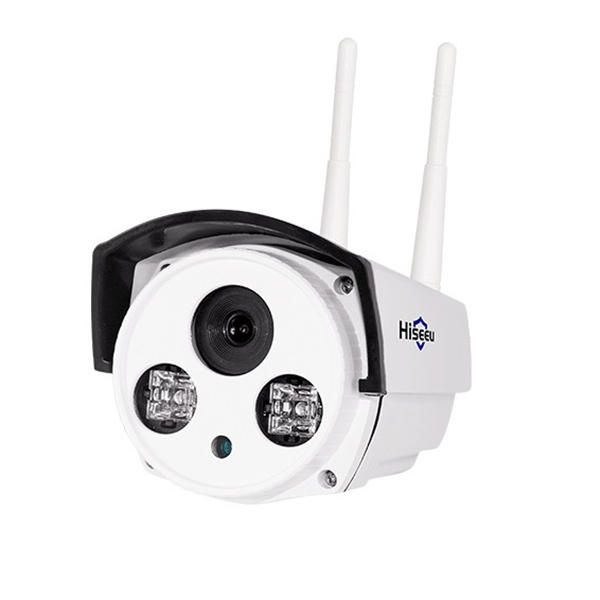 Hiseeu 720P 1.0MP WiFi IP P2P Câmera Bala Outdoor Cartão SD Armazenamento CCTV IR Camera - EU Plug