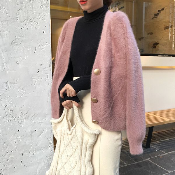 

new autumn winter women sweaters cardigan korean long sleeve casual v neck sweater slim solid knitted jumpers sweter mujer, White