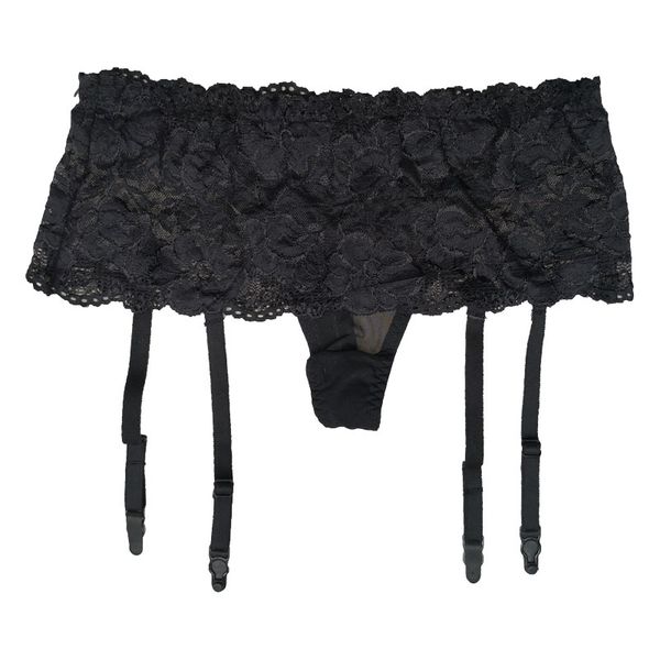 

black lace metal clip comfort women's garter belt for stockings female thong vogue suspender belt lingerie ga1261, Black;white