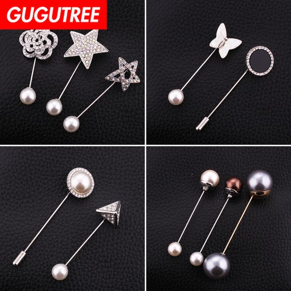 

gugutree brooch breastpin pearl star buttlefly patch metal patches badges applique patches for clothing hh-39, Black