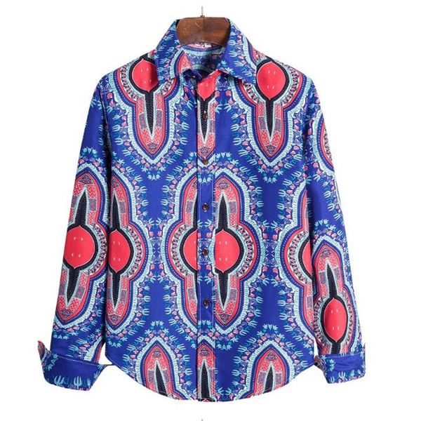 

hawaiian style men's long sleeve print shirt vacation plus size casual stand collar button loose shirt apparel comfort, White;black