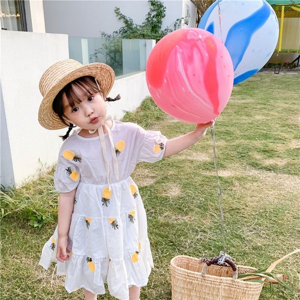 

2020 лета новой волны девушка ананас вышитых дети платья с короткими рукавами юбка женское детское платья, Red;yellow