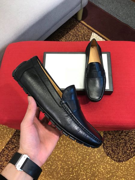 

[orignal box] 2019 mens winter loafers drive walk dress 100% cow leather slip-on shoes size 38-44, Black