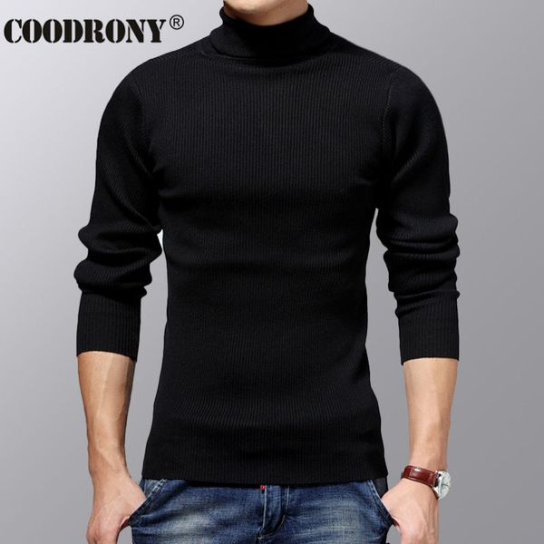 

coodrony turtleneck sweater men winter thick warm wool sweaters christmas knitted cashmere pullover men slim fit jersey man 6703, White;black