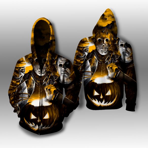 

2019 мода фильмы ужасов фредди джейсон убийцы уличная 3d печать мужская толстовки кофты мужчины женщины с длинным рукавом harajuku пальто a6, Black