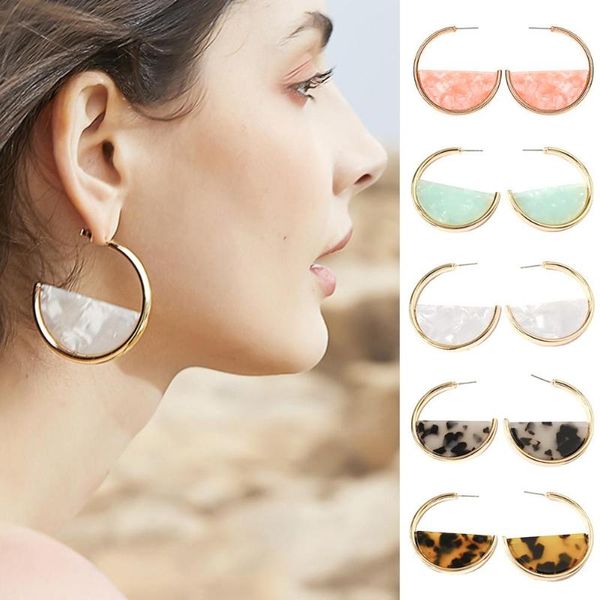 

hoop & huggie fashion semicircle dangle statement hook earrings women acrylic party jewelry drop, Golden;silver