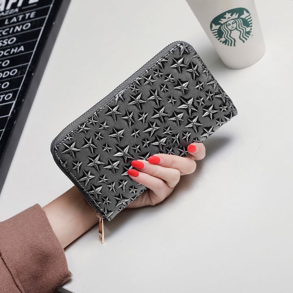 

пятиконечная звезда молния бумажник европейский и американский тренд длинный раздел сумочка новый хит цвет дамы клатч женская сумка