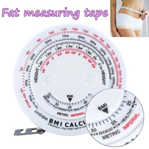 

150cm body mass measuring tape w/ bmi calculator - fitness muscle fat monitor test diet tape body fat, Black