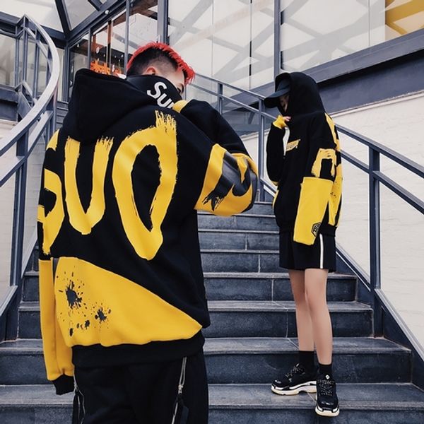 

горячая осень 2018 зима женщины hoodie вскользь стрит хип-хоп с длинным рукавом пуловер кофты женщина пара носить одежду, Black