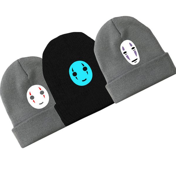 

glow in dark fashion anime spirited away no-face beanie cotton knitted ski skullies hip-hop baggy cap cosplay hat gift