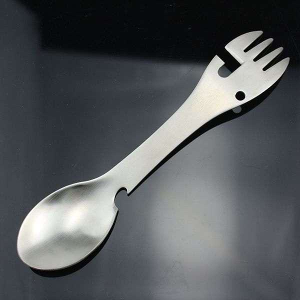

stainless steel multi-function fork and spoon opener outdoor camping portable fork and spoon integration tableware picnic tools qk19070101