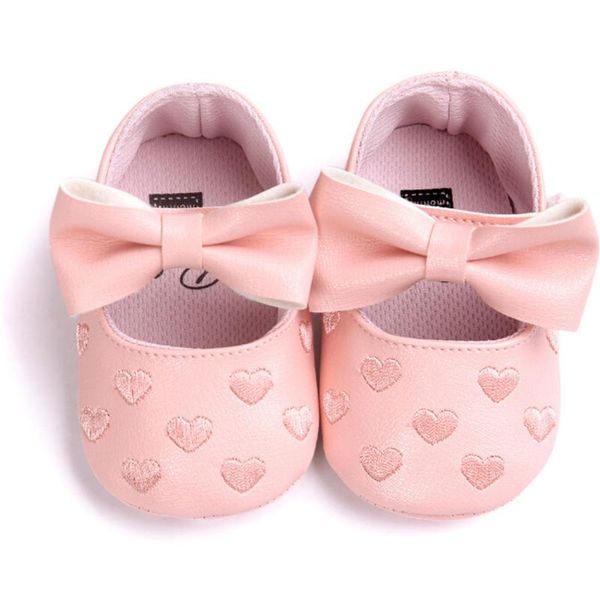 

4 colors anti-slip footwear newborn baby girl soft sole leather crib shoes sneaker 0-18m butterfly-knot heart printed cute shoes