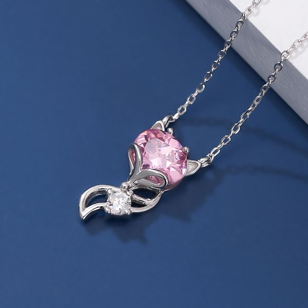 

sanyu genuine 925 sterling silver elegant heart necklace for women pink cubic zirconia animal jewelry accessories d2764