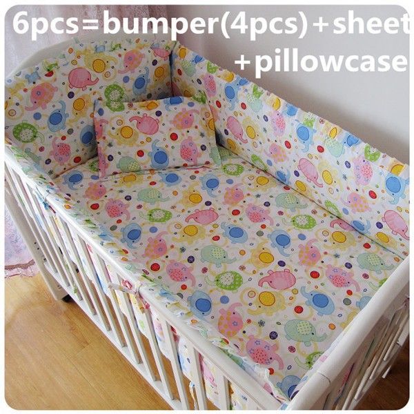 

promotion 6pcs crib bedding set 100% cotton baby bedding piece set unpick and wash crib quilt cover (bumper+sheet+pillow cover
