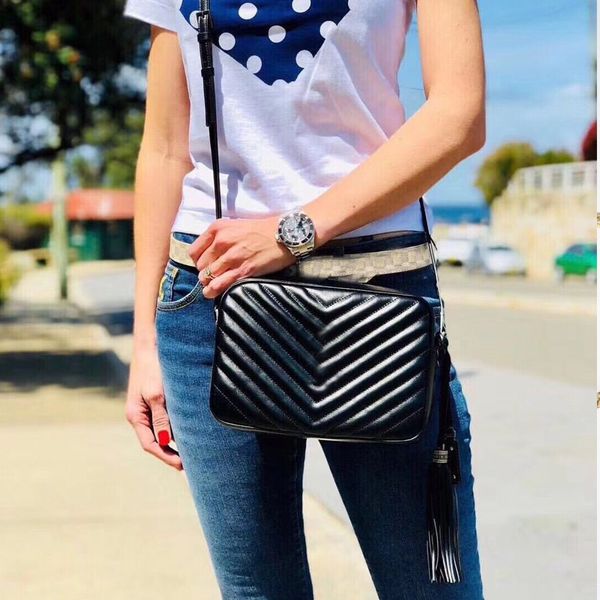 

f57700p230 new arrival monogramme leather twill chain envelope bag women classic double chain handbag camera black crossbody bag shoulde