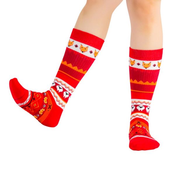 

christmas outdoor cycling socks cotton novelty print long tube funny ankle warm breathable compression socks, Black