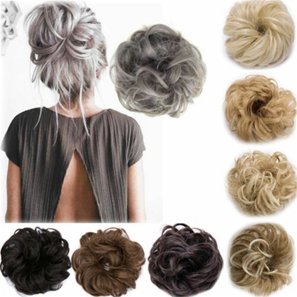 

2019 fa hion curly me y bun hair piece crunchie updo cover hair exten ion real a human