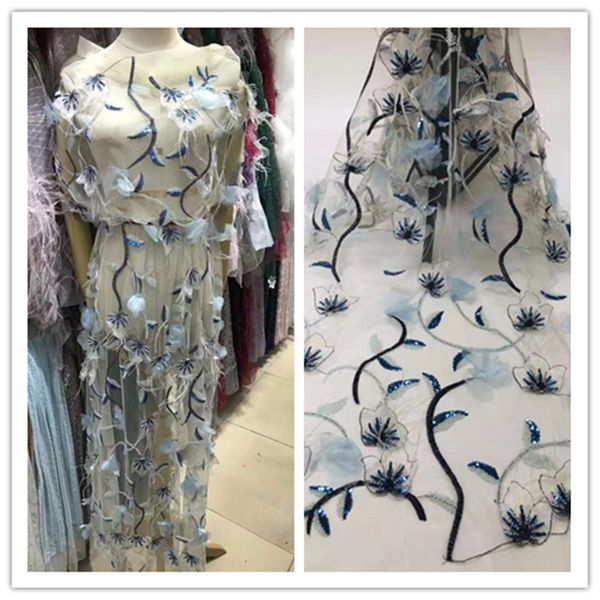 

sequins beaded french mesh lace feather beads embroidery african lace is an evening dress skirt evening dress fabri, Pink;blue