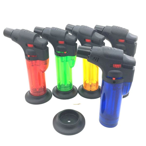 

metal cigarette cigar smoking lighter plastic windproof jet flame torch straight jet flame lighter butane gas welding torch 1300c dhl free