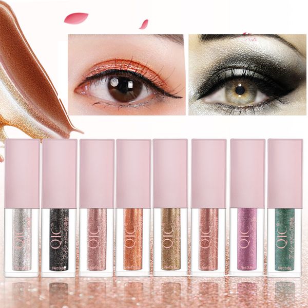

qic liquid glitter eyeshadow waterproof shimmer eye shadow pencil shiny makeup pigment eyeshadow pallete beauty tools 8 colors