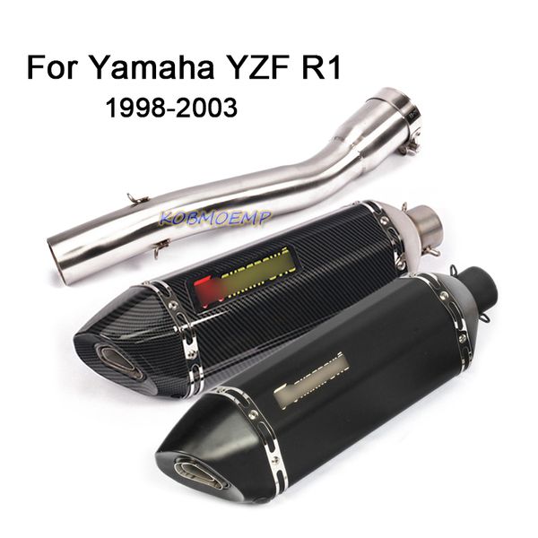 Para Yamaha YZF R1 1.998-2.003 motocicleta tubo de escape tubo de ligação da cauda Médio Cachimbo silencioso tubo de aço inoxidável