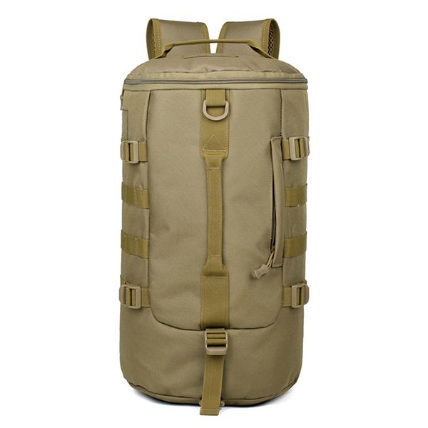 

men backpack durable tactical storage cylinder camouflage nylon high-capacity double zipper travel outdoor bag sport casual