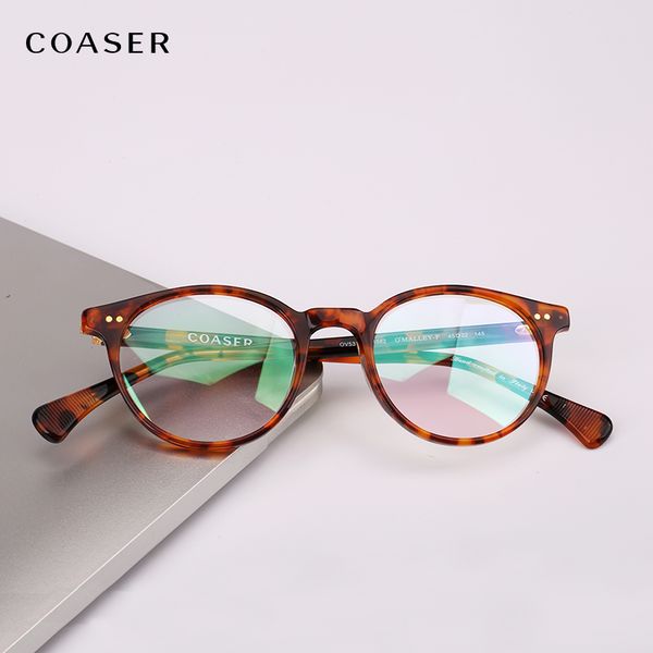 

coaser round vintage acetate glasses frame women men ov5318 reading prescription optical eyeglasses computer eyewear clear lens, Black