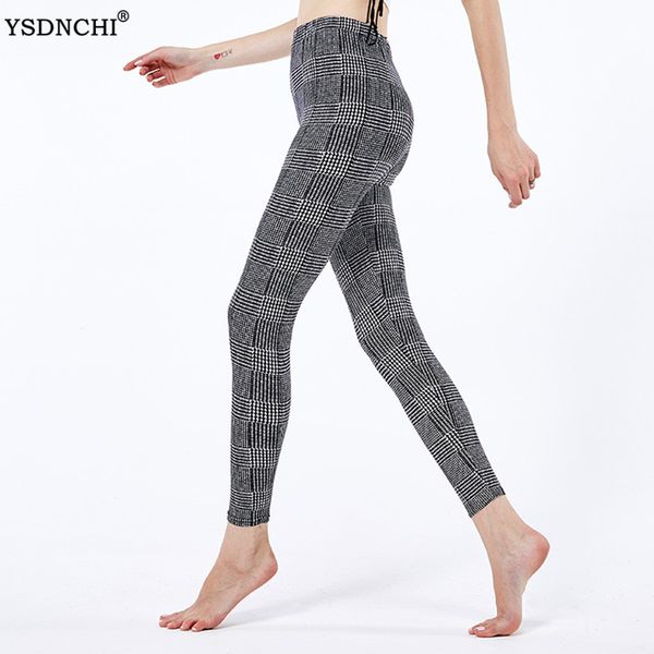 

ysdnchi sports pants grid fitness legging high stretch sport pants spandex workout trousers women black ankle-length jeggings